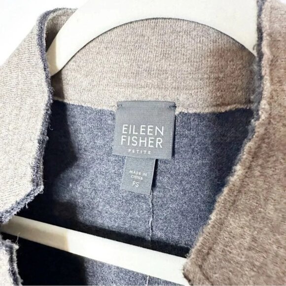 EILEEN FISHER Brown Merino Wool Exposed Seam Button Front Jacket Sz Petite Small - Picture 2 of 6